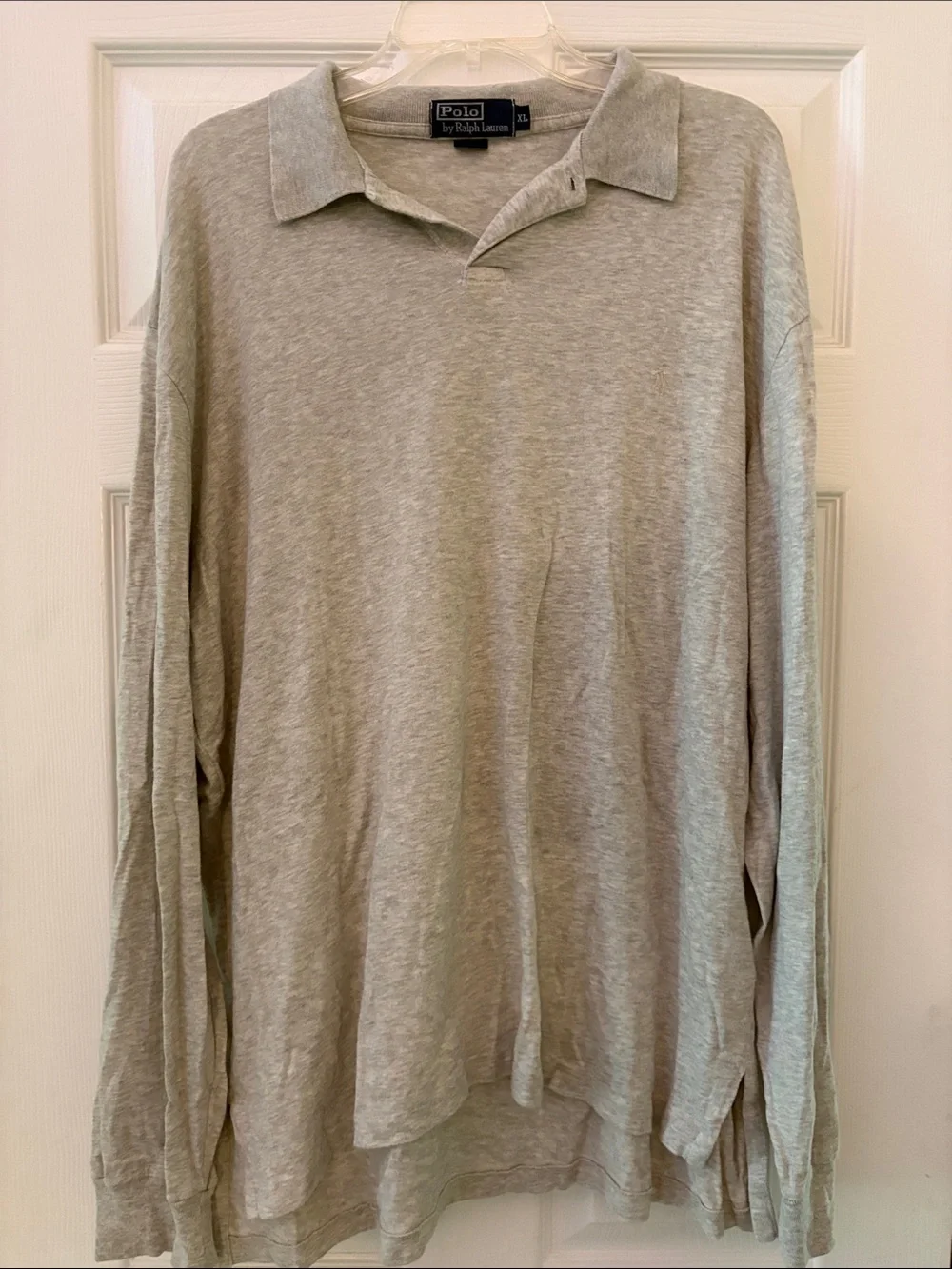 Polo by Ralph Lauren Men's Long-Sleeve Heather Light Gray Polo